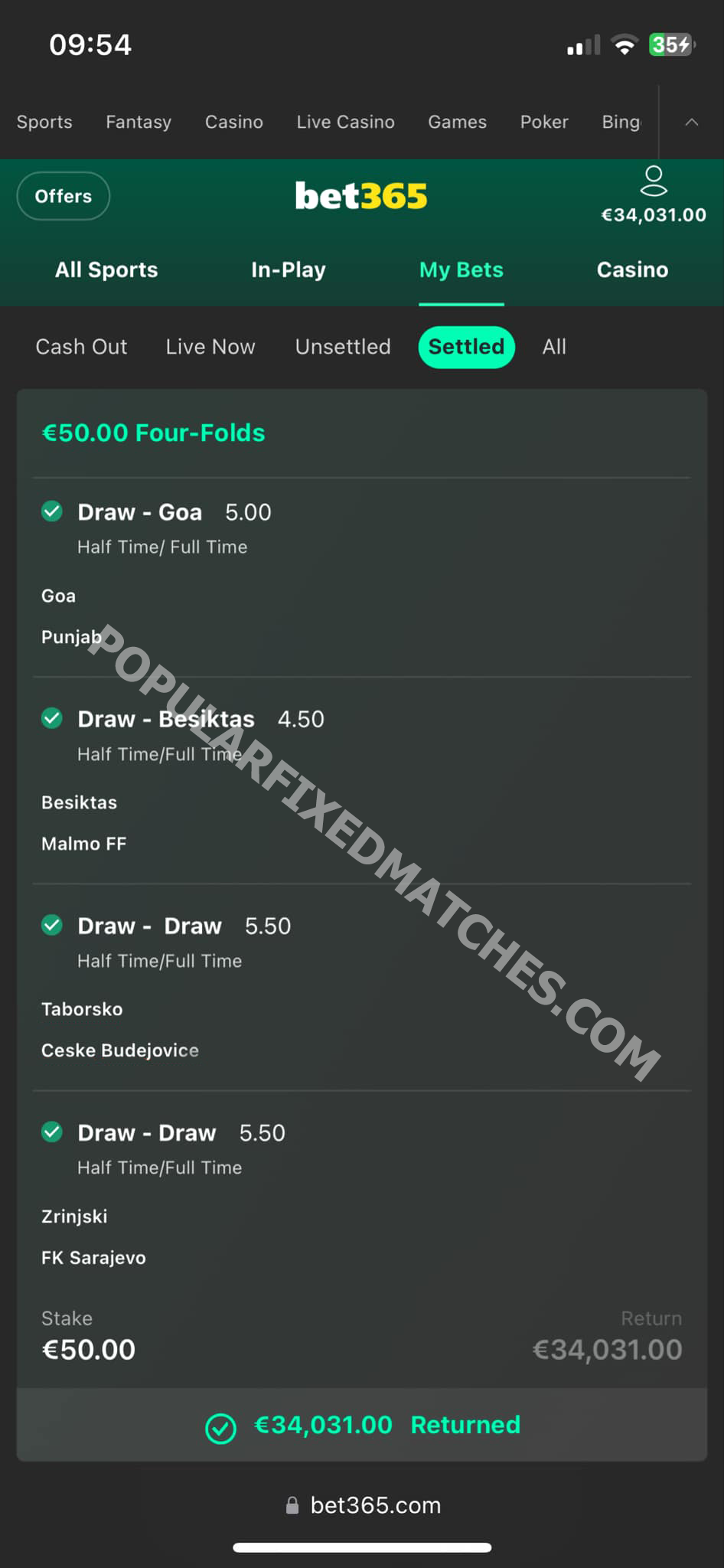 COMBINED FIXED MATCHES BET365